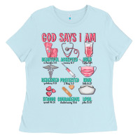 Baby Blue god says i am Ladies Tee - texasbilliewilder