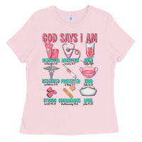 Bubblegum Pink god says i am Ladies Tee - texasbilliewilder