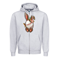 Heather Grey Baseball Easter Bunny Zipper Hoodie - BundleAndBundleShop