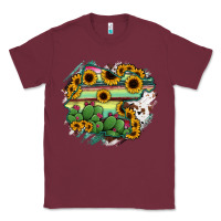Burgundy Guanajuato sunflower serape map Classic Tee - RanaPortraitStore