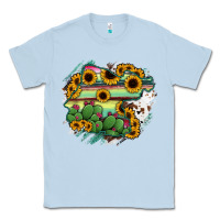 Dusty Blue Guanajuato sunflower serape map Classic Tee - RanaPortraitStore