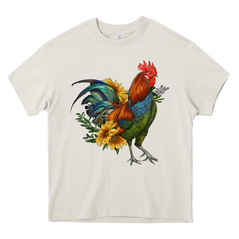 Rooster With Sunflowers Heavy Core Tee by RanaPortraitStore | Teevron