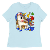 Baby Blue autism unicorn Ladies Tee - Zillion Design Studio
