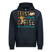 Navy first we drink coffee then we do the things Urban Hoodie - OliviaCreatesArt