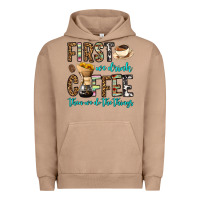 Pigment Burro first we drink coffee then we do the things Urban Hoodie - OliviaCreatesArt