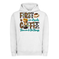Pigment Lunar Rock first we drink coffee then we do the things Urban Hoodie - OliviaCreatesArt
