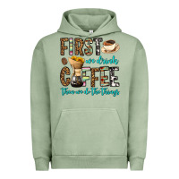 Pigment Oil Green first we drink coffee then we do the things Urban Hoodie - OliviaCreatesArt