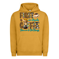 Pigment Peanut Butter first we drink coffee then we do the things Urban Hoodie - OliviaCreatesArt