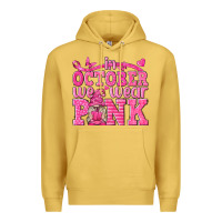 Antique Gold In October We Wear Pink with Gnome Premium Hoodie - texasbilliewilder