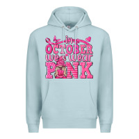 Blue Mist In October We Wear Pink with Gnome Premium Hoodie - texasbilliewilder