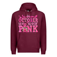 Burgundy In October We Wear Pink with Gnome Premium Hoodie - texasbilliewilder