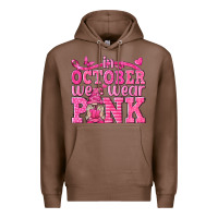 Chestnut In October We Wear Pink with Gnome Premium Hoodie - texasbilliewilder