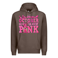 Coffee In October We Wear Pink with Gnome Premium Hoodie - texasbilliewilder
