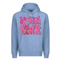 Colony Blue In October We Wear Pink with Gnome Premium Hoodie - texasbilliewilder
