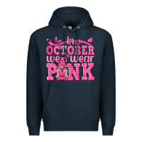 Navy In October We Wear Pink with Gnome Premium Hoodie - texasbilliewilder