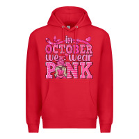 Red In October We Wear Pink with Gnome Premium Hoodie - texasbilliewilder