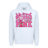 White In October We Wear Pink with Gnome Premium Hoodie - texasbilliewilder