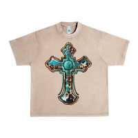 French Oak western cross Urban Heavy Tee - BarkalooDesign