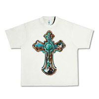 Pistachio western cross Urban Heavy Tee - BarkalooDesign
