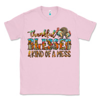 Bubblegum Pink Thankful Blessed And Kind Of A Mess Classic Tee - CowhideDigitalArt