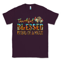 Plum Thankful Blessed And Kind Of A Mess Classic Tee - CowhideDigitalArt