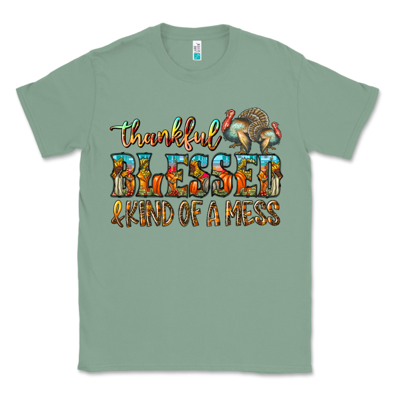 Thankful Blessed And Kind Of A Mess Classic Tee by CowhideDigitalArt | Teevron