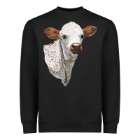 Black Texas Longhorn Calf Face Heavyweight Sweatshirt - LillyAllenDesigns