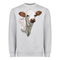 Heather Grey Texas Longhorn Calf Face Heavyweight Sweatshirt - LillyAllenDesigns