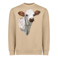 Mushroom Texas Longhorn Calf Face Heavyweight Sweatshirt - LillyAllenDesigns