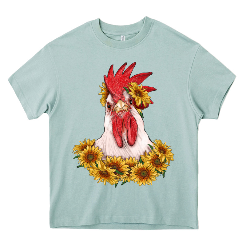 Rooster Head With Sunflowers Heavy Core Tee by RanaPortraitStore | Teevron