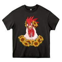 Asphalt rooster head with sunflowers Heavy Core Tee - RanaPortraitStore