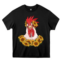 Black rooster head with sunflowers Heavy Core Tee - RanaPortraitStore