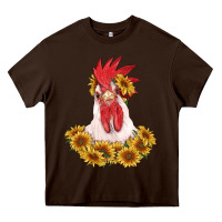 Chocolate Brown rooster head with sunflowers Heavy Core Tee - RanaPortraitStore