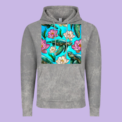 Sea Turtle Seamless Pattern Vintage Hoodie Designed By Bundleandbundleshop