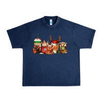 Navy Reindeer Christmas Coffee Cups Urban Heavy Tee - Jasminsmagicworld