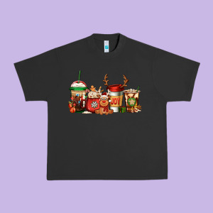 Reindeer Christmas Coffee Cups Urban Heavy Tee Designed By Jasminsmagicworld