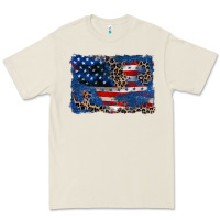Leopard Glitter American Flag 4th Of July Premium Tee | Teevron