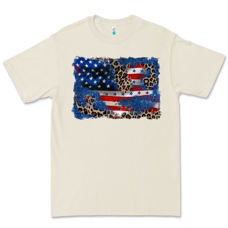 Leopard Glitter American Flag 4th Of July Premium Tee by CowGirlArtShop | Teevron