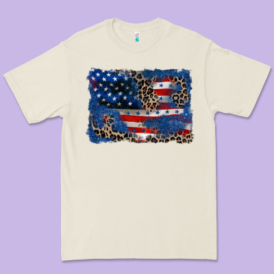 Leopard Glitter American Flag 4th Of July Premium Tee Designed By Cowgirlartshop
