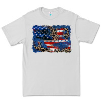 Dove Grey Leopard glitter American flag 4th of july Premium Tee - CowGirlArtShop