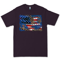 Plum Leopard glitter American flag 4th of july Premium Tee - CowGirlArtShop
