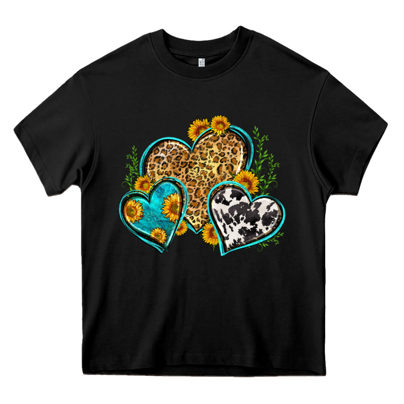 Leopard Cowhide Hearts Heavy Core Tee by Zillion Design Studio | Teevron