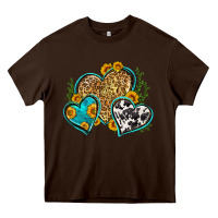 Chocolate Brown leopard cowhide hearts Heavy Core Tee - Zillion Design Studio