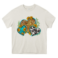 Cream leopard cowhide hearts Heavy Core Tee - Zillion Design Studio