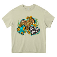 Mossy leopard cowhide hearts Heavy Core Tee - Zillion Design Studio