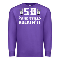 Purple 50 birthday rock whitw Premium Sweatshirt - Bettercallsaul