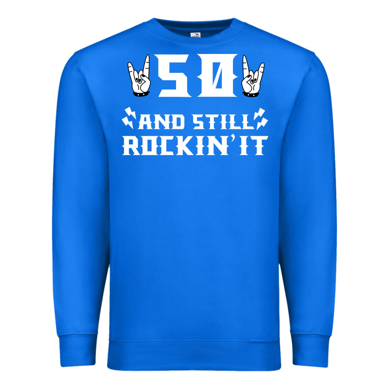 50 Birthday Rock Whitw Premium Sweatshirt by Bettercallsaul | Teevron