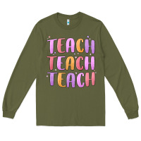 Army Green teach teach varsity Long Sleeve Tee - MaliasSmallBusiness