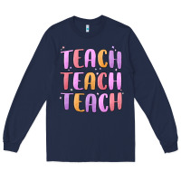 Navy teach teach varsity Long Sleeve Tee - MaliasSmallBusiness
