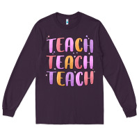 Plum teach teach varsity Long Sleeve Tee - MaliasSmallBusiness
